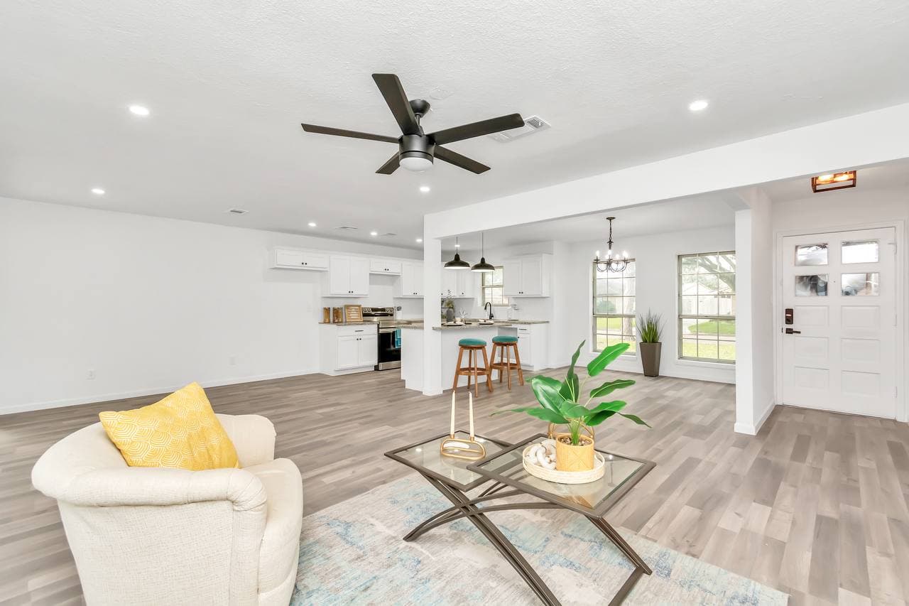 Open floor plan kitchen renovation with island