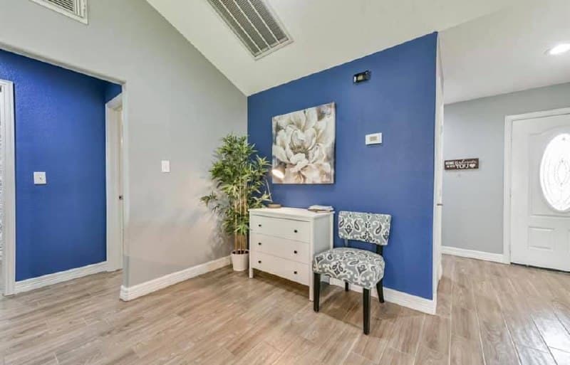 Master bath renovation showing vanity and walk-in shower