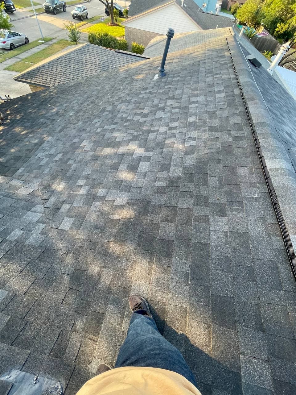 New roof — aerial view showing full shingle coverage